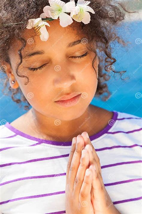 Angelic African American Female Girl Child Praying Stock Image Image
