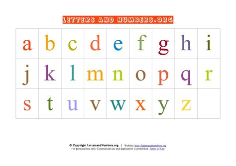 Printable A Z Letter Chart In Lowercase Letters And Numbers Org