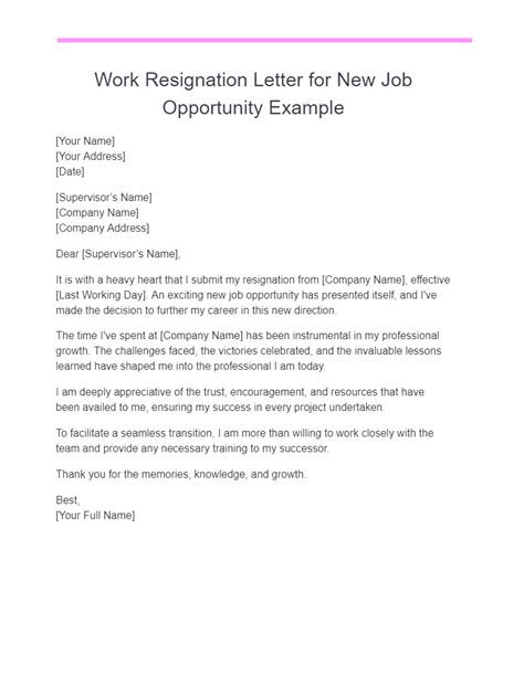 21 Resignation Letter For New Job Opportunity How To Write Tips