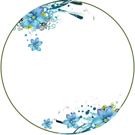 Flowers Blue Circle Frame Circle Borders Pink Floral Background