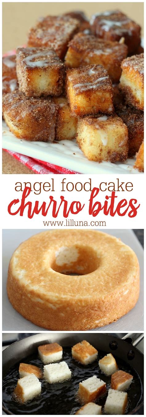 I now make it and serve with fresh fruit and whip cream as a summer dessert. Angel Food Cake Churro Bites {Bite-Size Churro} | Lil' Luna