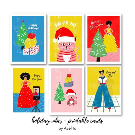 Printable Holiday Card Set Instant Downloadable Christmas Greeting