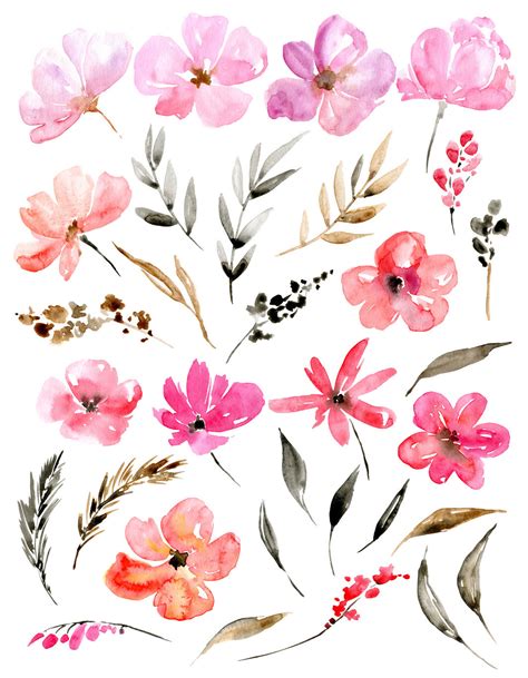 Pink Watercolor Flowers Png Watercolor Flower Garland At Getdrawings