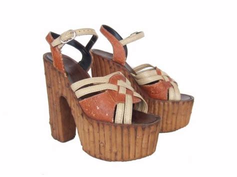 Vintage 1970s Shoes 6 Novelty Bamboo Platform Sandals Etsy Uk