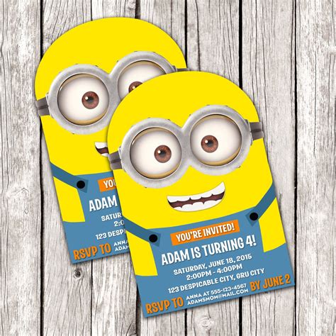 Minion Invitation Despicable Me Birthday Party Diy Printable By