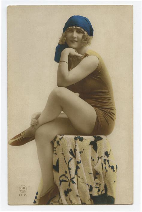Vintage French Risque Nude S Postcard Flapper Bare Tush Garter