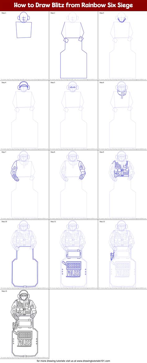 How To Draw Blitz From Rainbow Six Siege Printable Step By Step Drawing Sheet