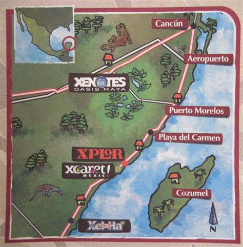 Touristic Map Of Cancun Playa Del Carmen Mexico 