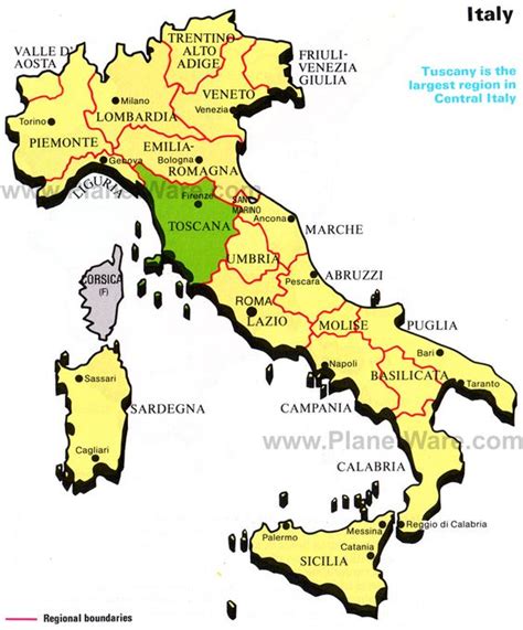 Tuscany Italy Map Of Location Of Tuscany In Italy Planetware