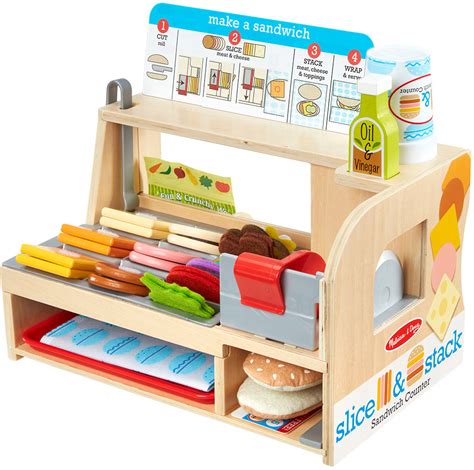 Melissa And Doug Wooden Slice And Stack Sandwich Counter Fun Stuff Toys