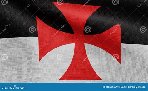 3d Banner Knights Templars Flag Of Poor Soldiers Christ And Temple Of Solomon Stock