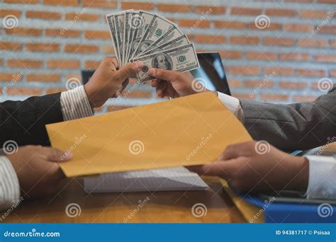 Businessman Receiving Envelope With Money Man Giving Cash Bank Stock