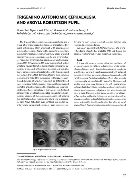 Pdf Trigemino Autonomic Cephalalgia And Argyll Robertson Pupil