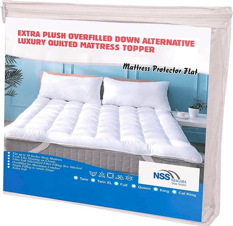 Mattress Topper King Size 78x80 Inches Quilted Back Pain Relief Plush