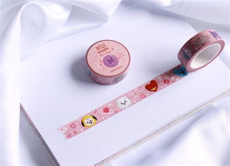 Bt21 Blue And Pink Washi Tape Cute Bts Washi Tape Cute Etsy
