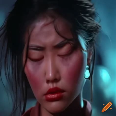 Asian Martial Arts Fighter In An S Movie Scene With Bruised Face And Dizzy Expression On Craiyon