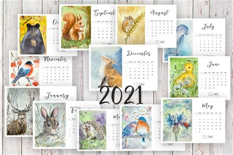 Watercolour Woodland Calendar 2021