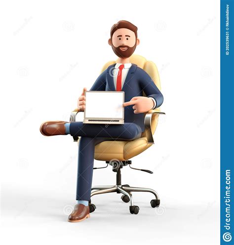 3d Illustration Of Smiling Businessman Pointing Finger At