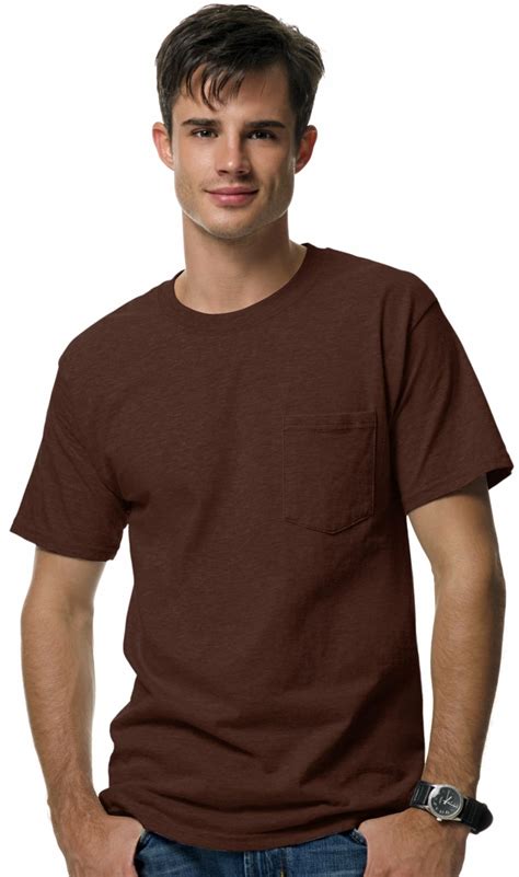 hanes-hanes-beefy-t-men`s-pocket-t-shirt,-5190,-m,-brown-walmart