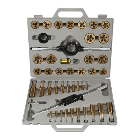 Titanium Nitride Coated Alloy Steel Sae Tap And Die Set 45 Piece