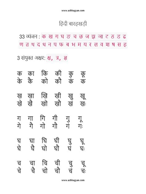 Hindi Barakhadi Chart In English Pdf Download
