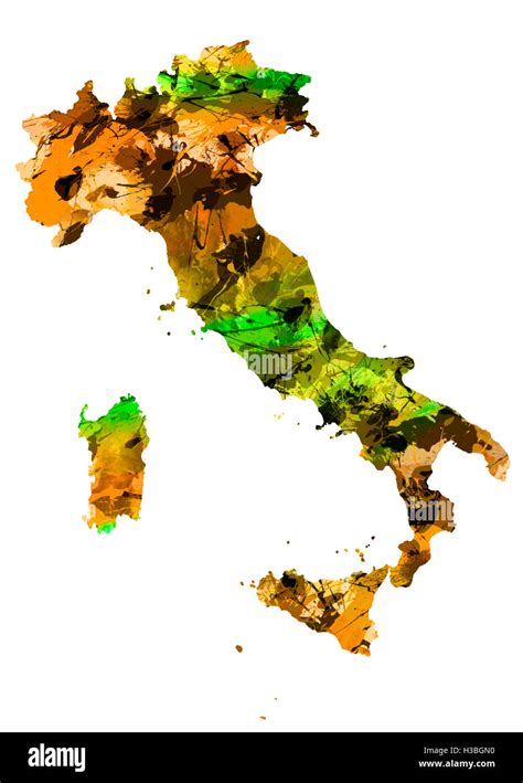 Watercolor Map Of Italy Stock Photo Alamy