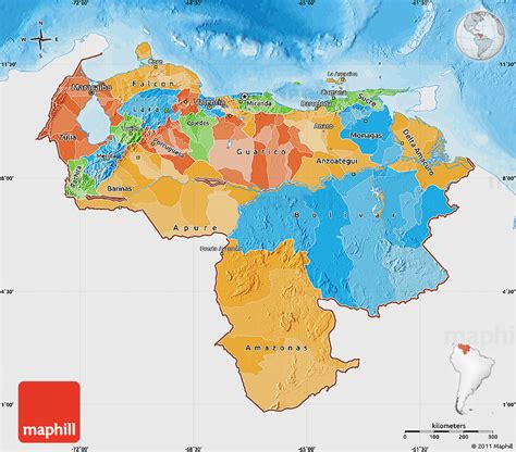 Political Map Of Venezuela Single Color Outside