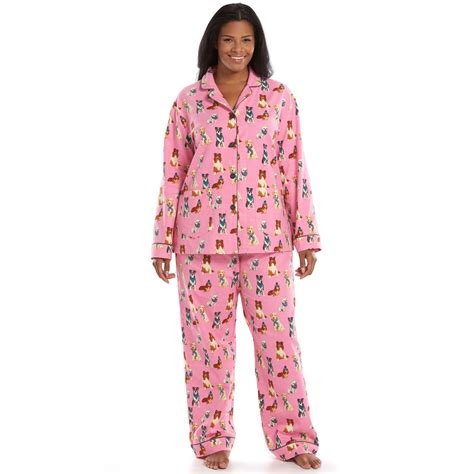 Star And Skye Pajamas Notch Collar Flannel Pajama Set Womens Plus Size Size