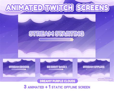 Animated Screens For Twitch Overlay Dreamy Purple Clouds Cute