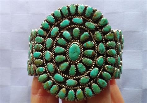 Lmb Begay Navajo Bracelet Cuff Turquoise Sterling Silver Petit Point