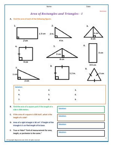 This page has several printable area worksheets. Area of Rectangles and Triangles | Fifth Grade Math ...