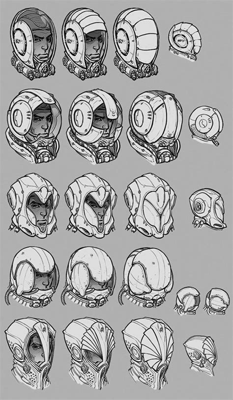 Sci Fi Helmets Concept Art Drawing Comic Drawing Character Design