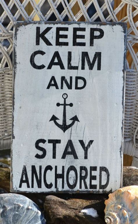 Keep Calm Stay Anchored Wooden Sign Beach Decor Nautical Art Beach