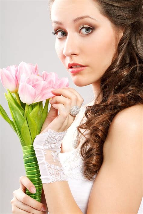 Beautiful Bride Studio Half Length Portrait Stock Image Image Of