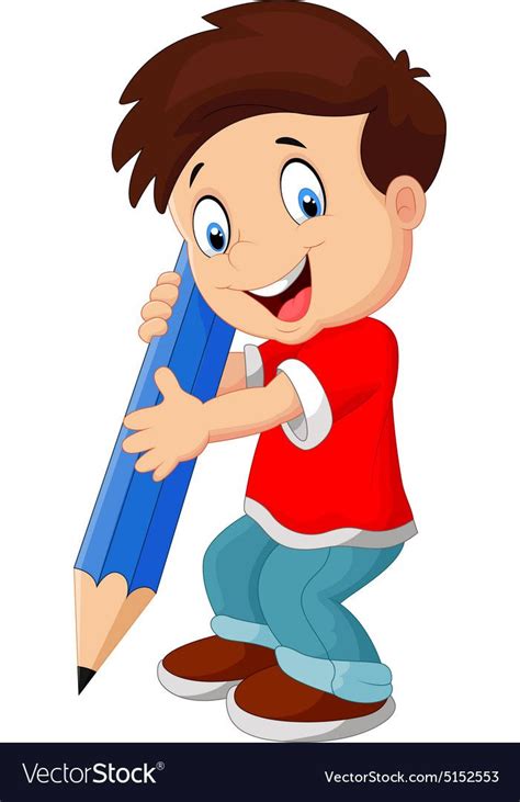 Illustration Of Little Boy Holding Pencil Download A Free Preview Or