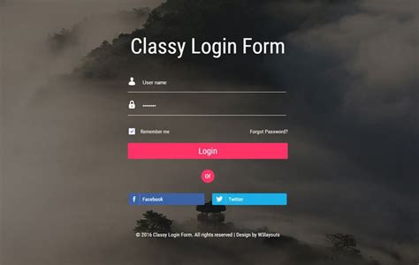 Classy Login Form Widget Flat Responsive Widget Template Website