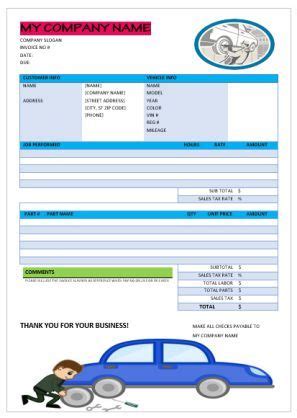 Download the free invoice template from invoice quickly, customize it, and send it to your customers. Garage Repair Invoice Templates | Invoice template ...