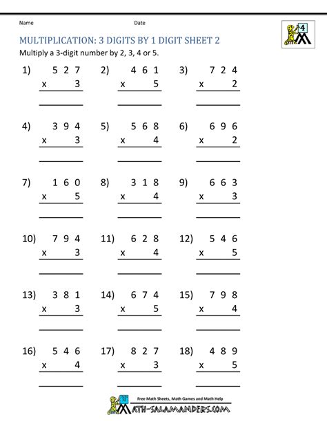 4th Grade Multiplication Worksheets Times Tables Worksheets 4th Grade