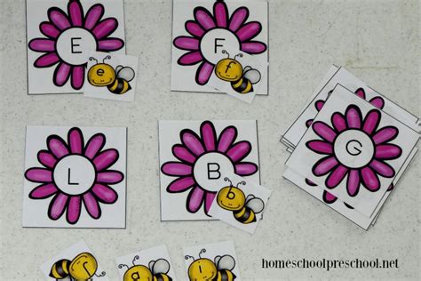 Bee Themed Letter Matching Games Preschool Alphabet Printables