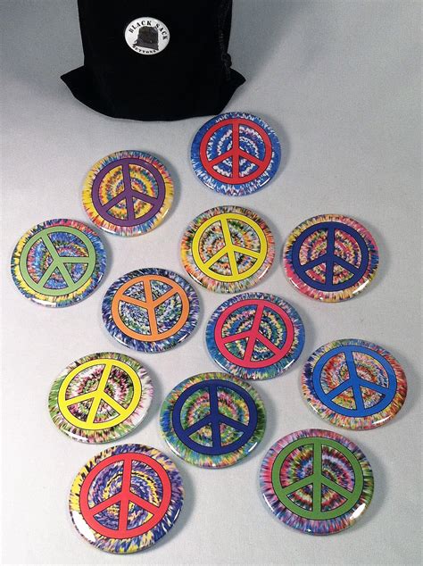 6 Peace Pins 225 Tie Dyed Peace Pin Back Buttons Etsy