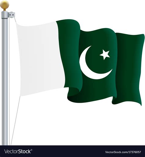 Waving Pakistan Flag Isolated On A White Vector Image