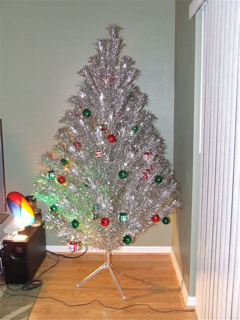Vintage Silver Christmas Tree With Color Wheel