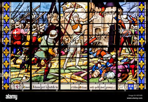 Fougeres France Stained Glass Window Representing Joan Of Arc After