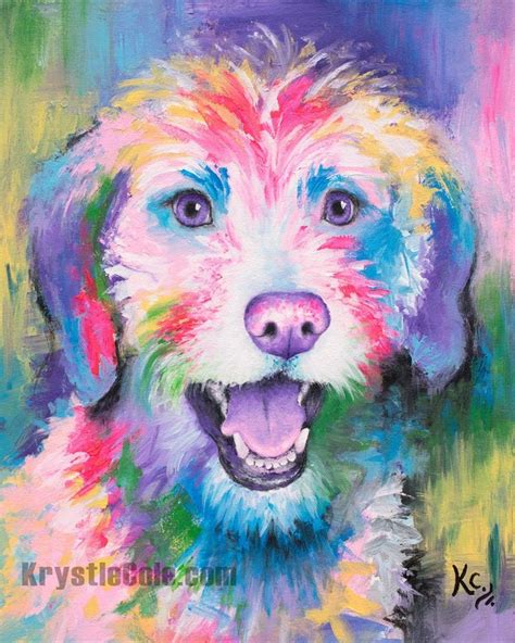 Goldendoodle Dog Art On Canvas Or Paper Golden Doodle Print Etsy
