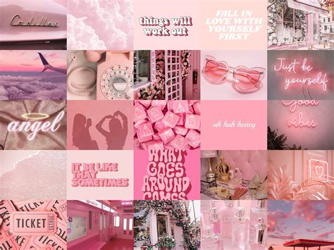 Pink Aesthetic Photo Wall Collage Kit 50 Pcs Digital Etsy