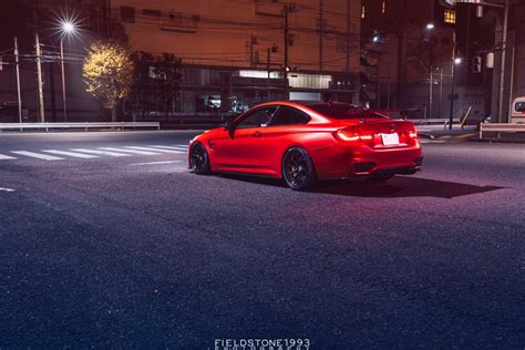 Wallpaper Car Vehicle Red Cars Bmw M4 Street Outdoors Night