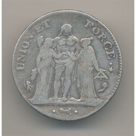 5 Francs Union Et Force An 4 A Paris Tb Monnaies Médailles 17