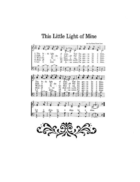 This Little Light Of Mine Hymn Digital Sheet Music Home Decor