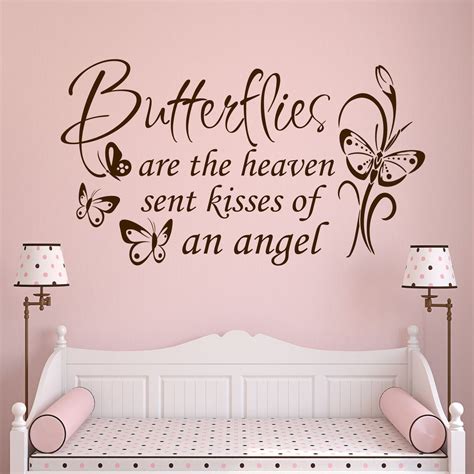 Butterflies Are Kisses Quote Nursery Decal Vinyl Wall Lettering