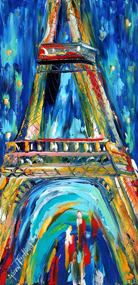 Paris Eiffel Tower Night Cityscape Original Oil Painting Etsy
